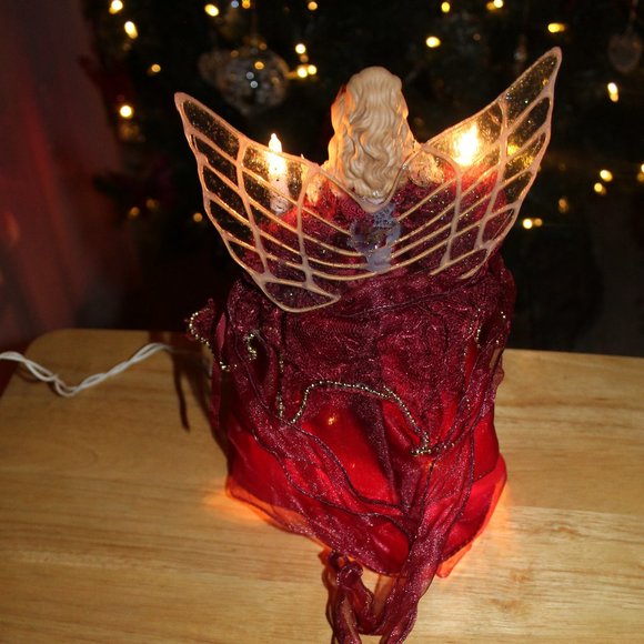 Angel in Maroon Dress Tree Topper - Picture 5 of 5